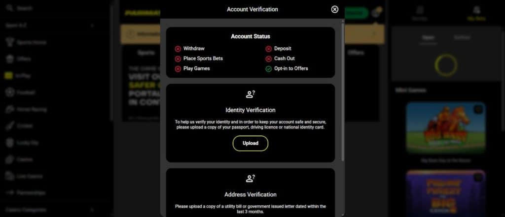 Verify account on Parimatch 
